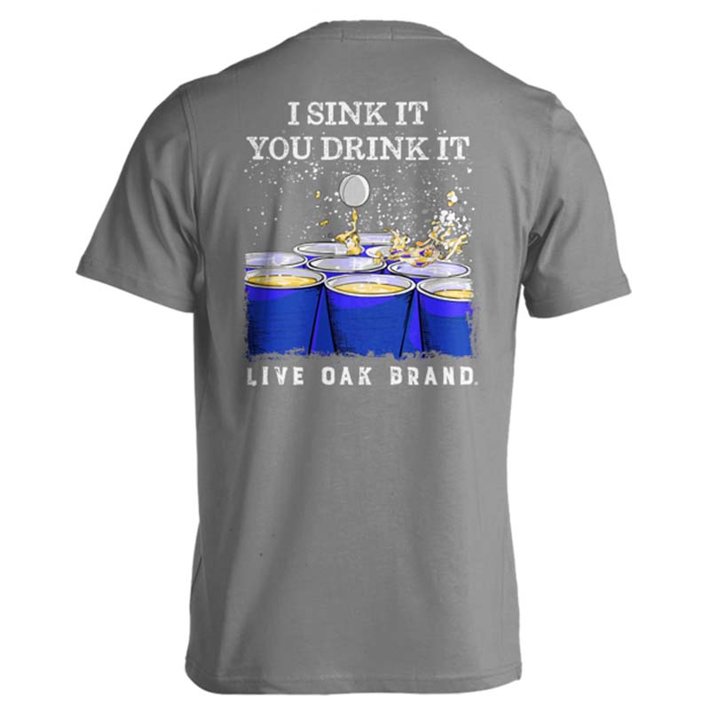 Beer Pong Short Sleeve T-Shirt in Grey and Blue