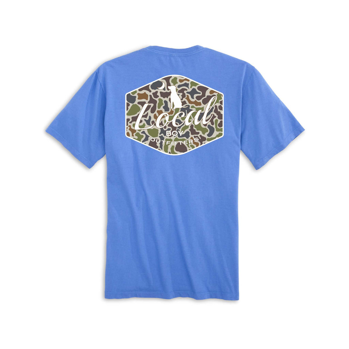 Local Boy Outfitters Youth Localflage Badge Short Sleeve T-Shirt in blue