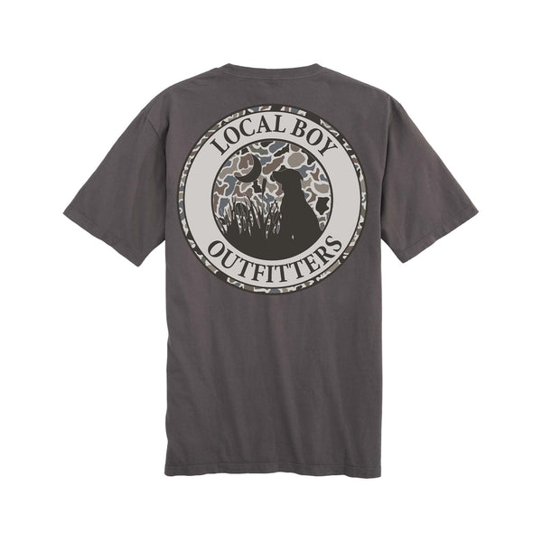 local boy outfitters Youth Original Localflage Circle Short Sleeve T-Shirt in slate gray