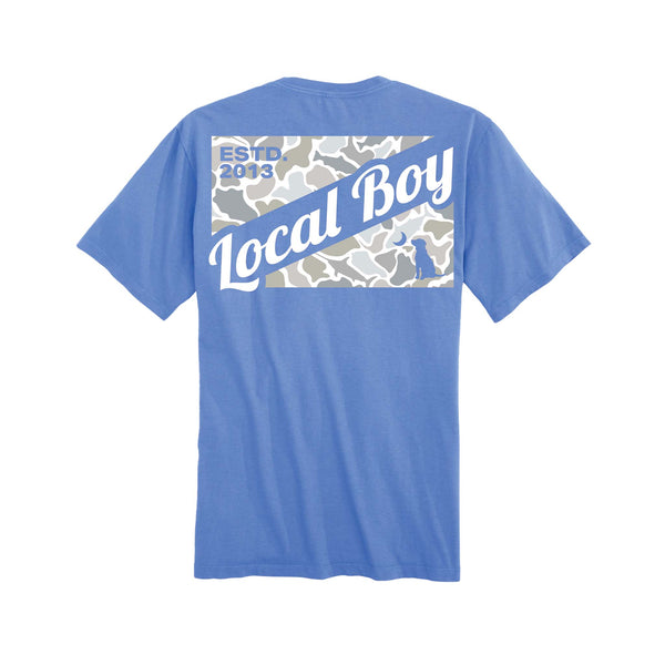 local boy outfitters Youth Saltwater Flag Short Sleeve T-Shirt in marina blue