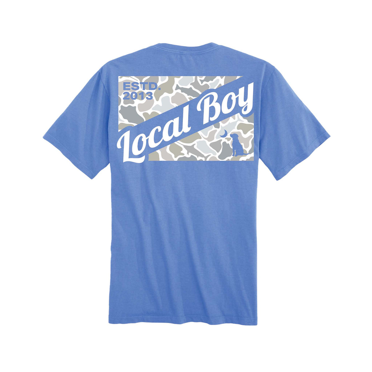 local boy outfitters Youth Saltwater Flag Short Sleeve T-Shirt in marina blue