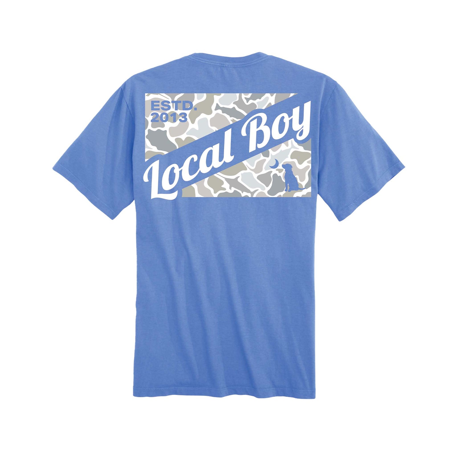 local boy outfitters Youth Saltwater Flag Short Sleeve T-Shirt in marina blue