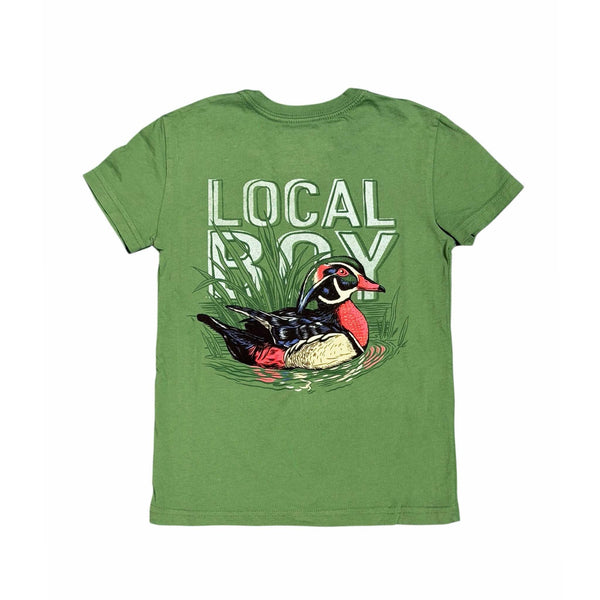 Local Boy Outfitters Youth Wood Duck Short Sleeve T-Shirt in light green