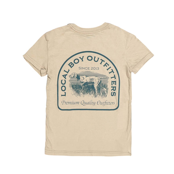 Local boy outfitters Youth Vintage Pointer Short Sleeve T-Shirt in tan