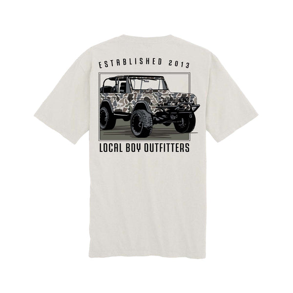 Local Boy Outfitters Youth Localflage Camo Bronco Short Sleeve T-Shirt in light grey