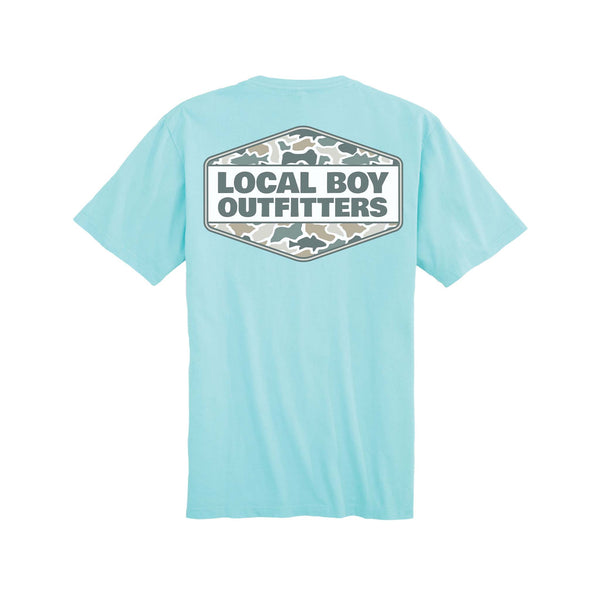 Local Boy Outfitters Youth Camo Crest Short Sleeve T-Shirt in aqua