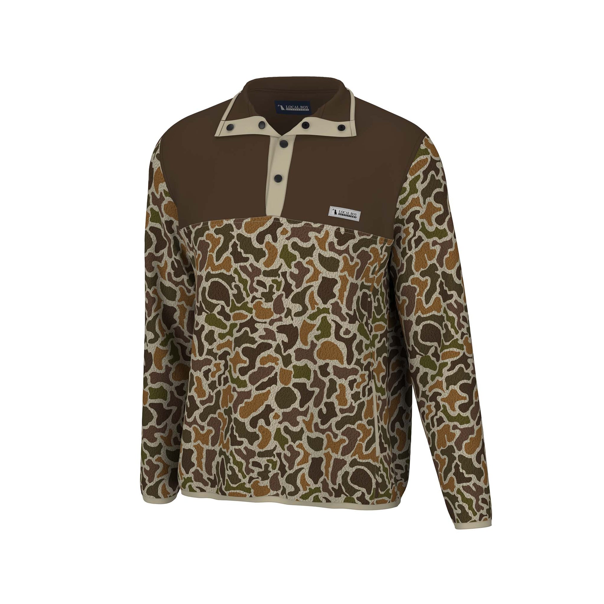 Youth Localflage Vintage Camo Two-Tone Quarter Snap Pullover