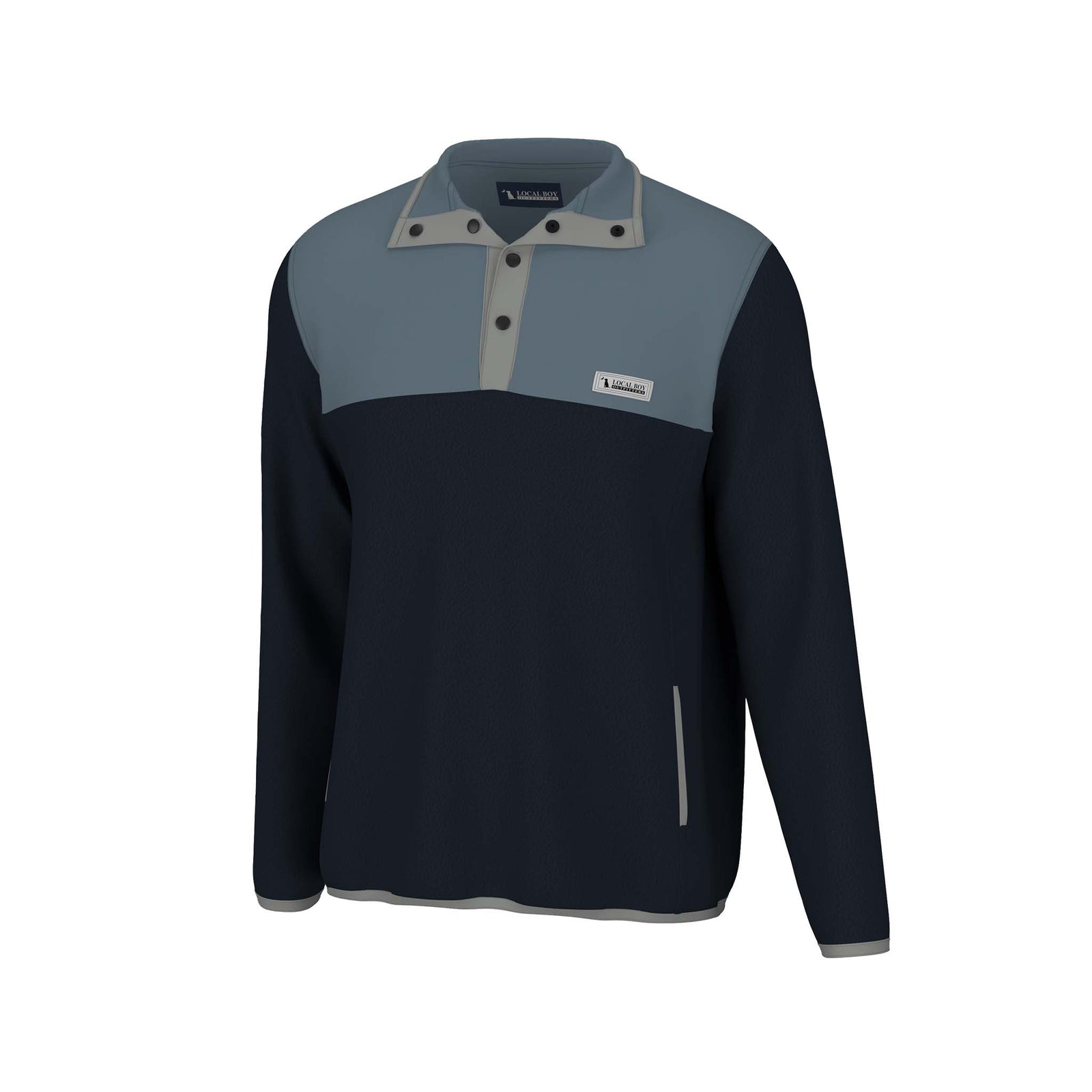 Front view Youth Navy Two-Tone Quarter Snap Pullover