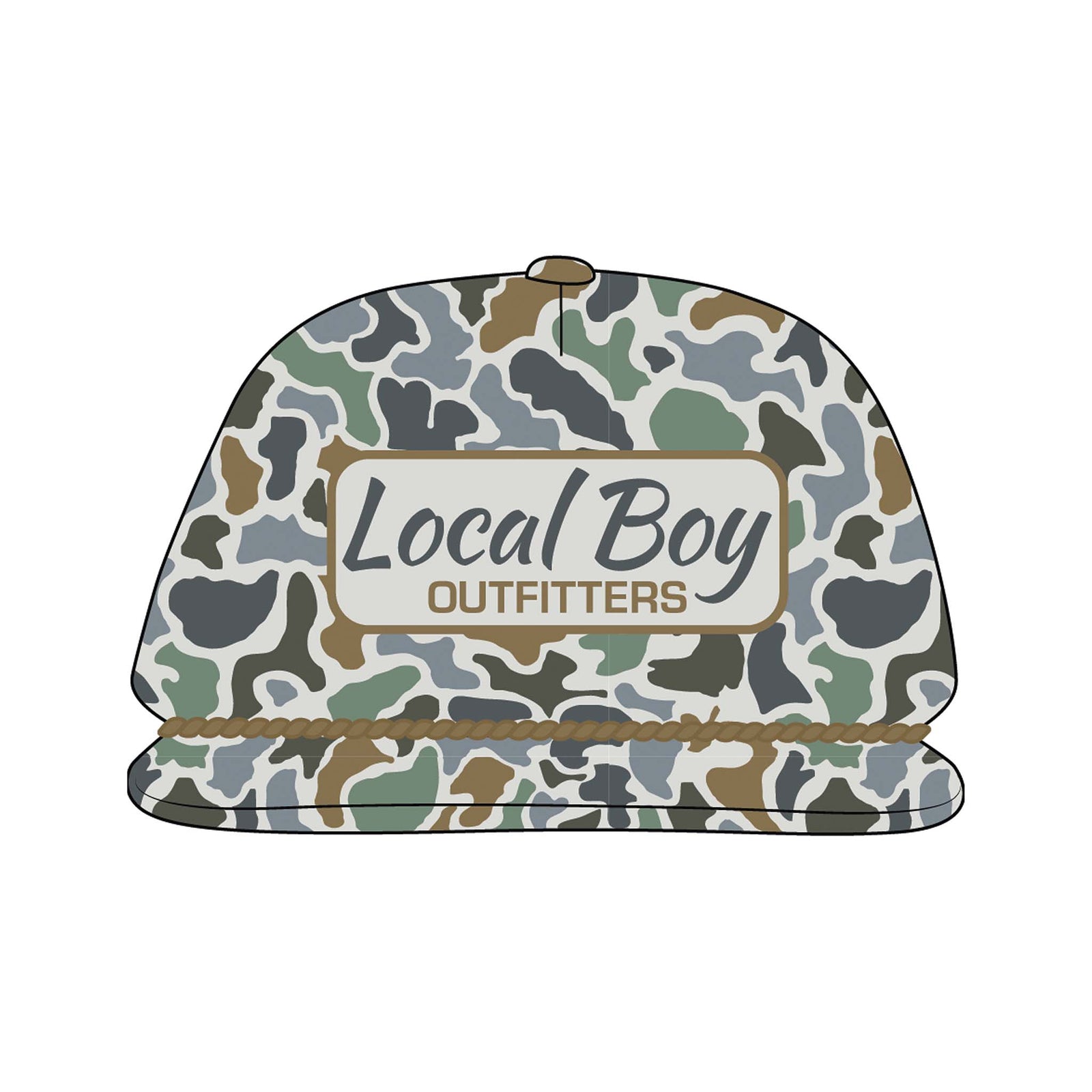 local boy outfitters Youth Bluff Camo Insignia Rope Hat