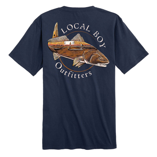 local boy outfitters Marsh Red Short Sleeve T-Shirt in dark blue