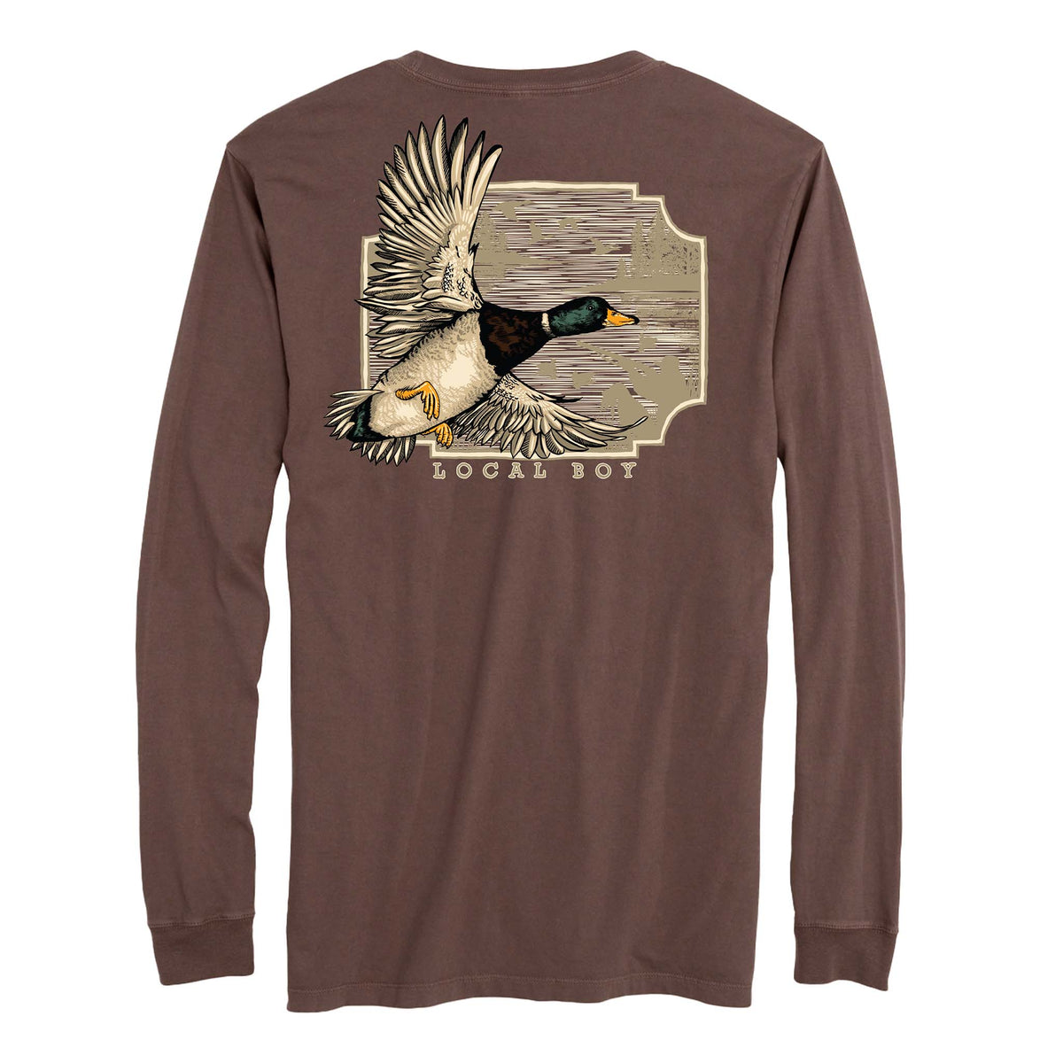 local boy outfitters Greenhead Flight Long Sleeve T-Shirt in espresso brown