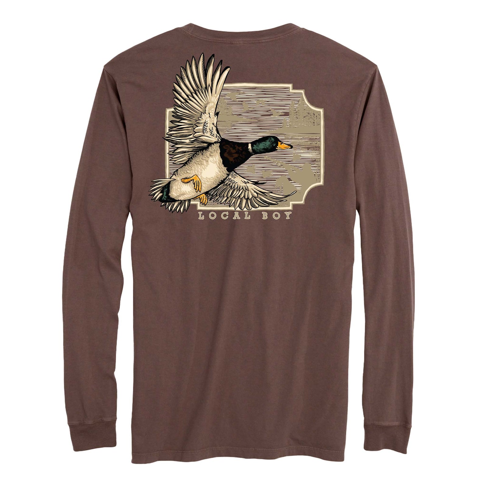 local boy outfitters Greenhead Flight Long Sleeve T-Shirt in espresso brown