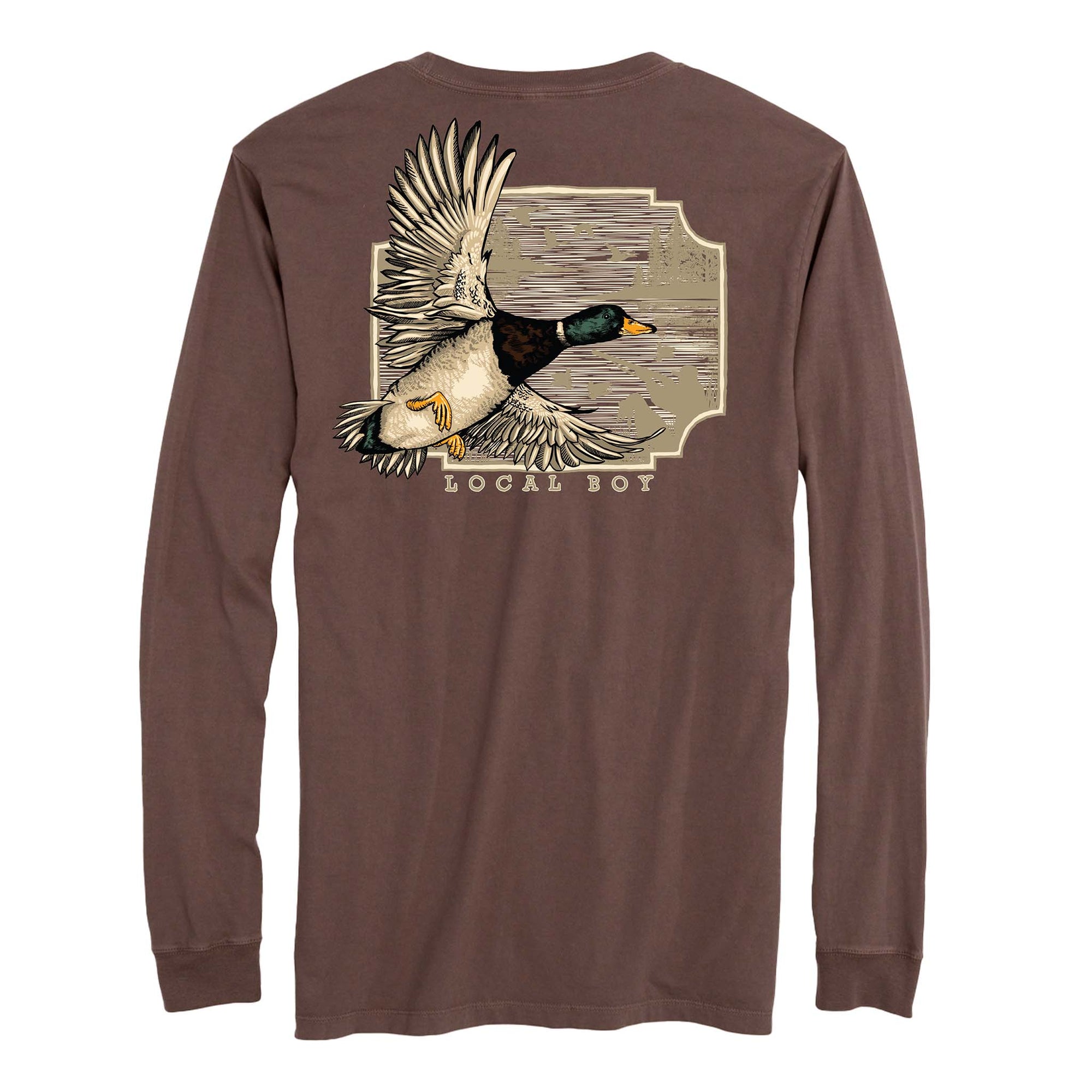 local boy outfitters Greenhead Flight Long Sleeve T-Shirt in espresso brown