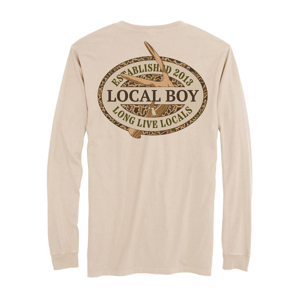 Old School Antler Oval Long Sleeve T-Shirt