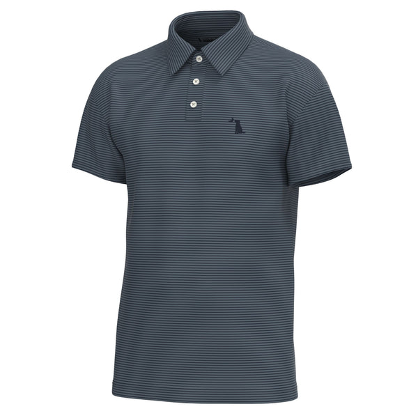Driftwood Striped Polo in Charcoal, Blue, and Midnight