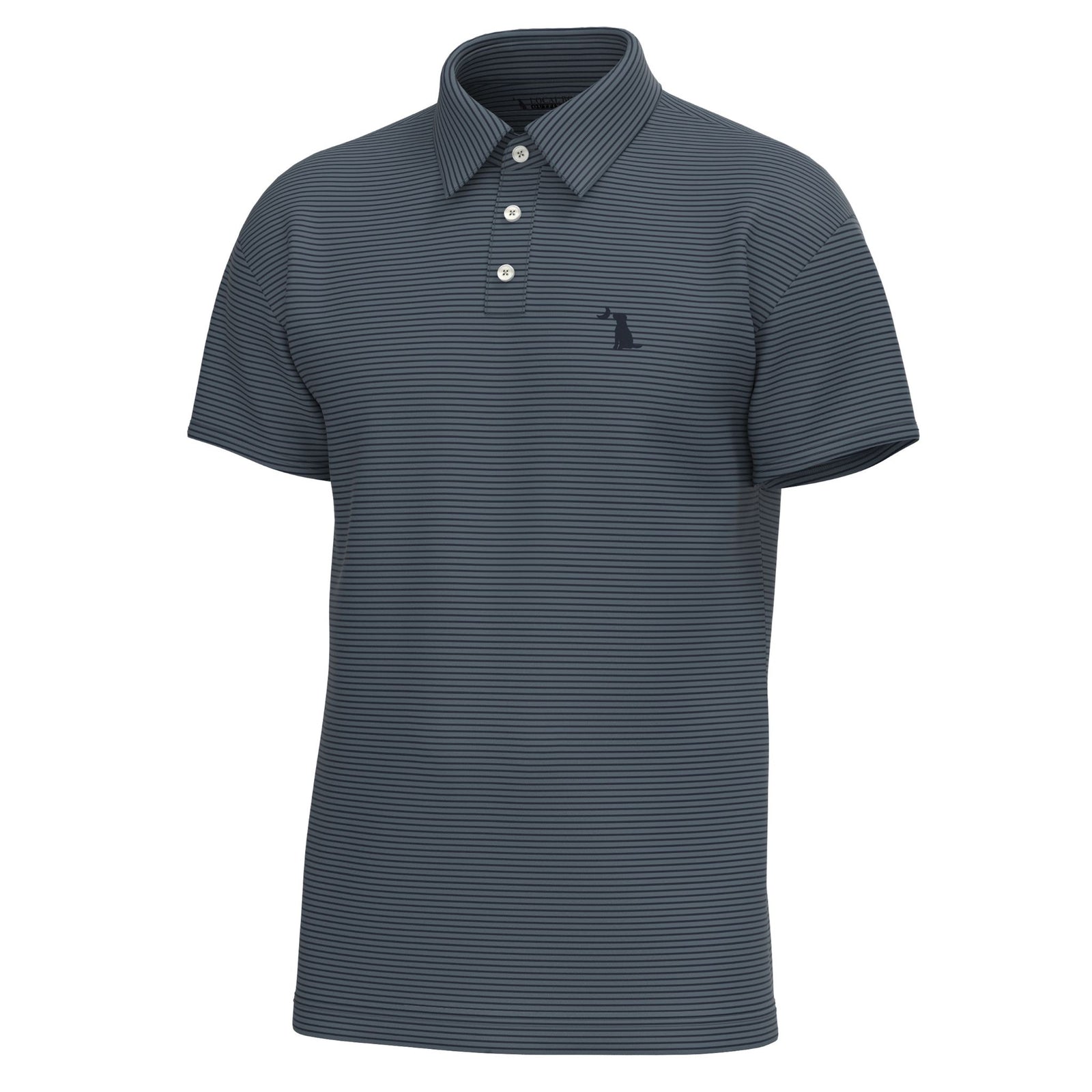 Driftwood Striped Polo in Charcoal, Blue, and Midnight