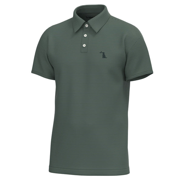 Driftwood Striped Polo in Ivy and Spruce