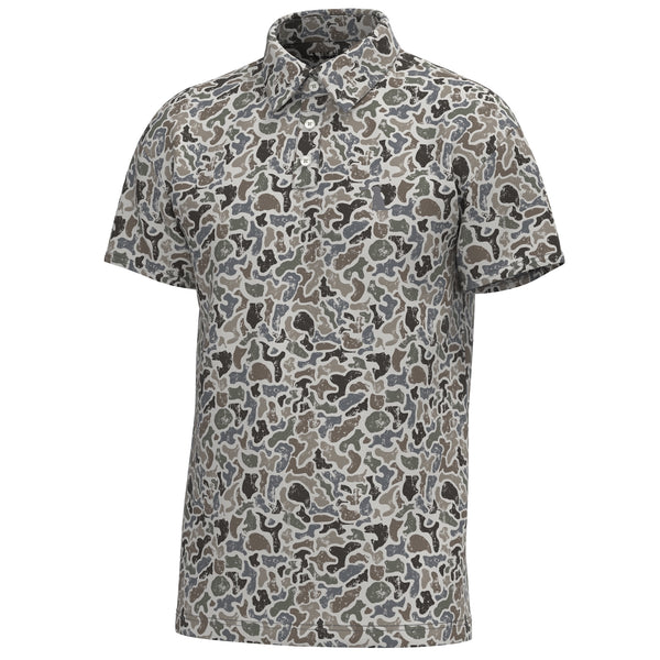 Distressed Localflage Camo Dirty Myrtle Polo