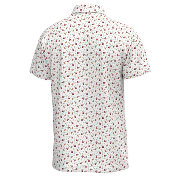 Back of transfusion printed polo.