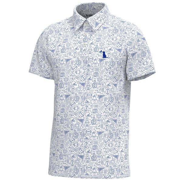 Collegiate Game Day Dirty Myrtle Polo in Blue and White