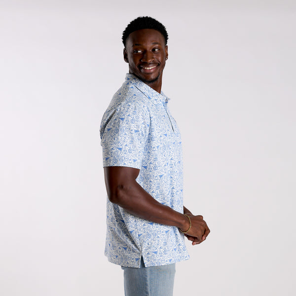 Collegiate Game Day Dirty Myrtle Polo in Blue and White