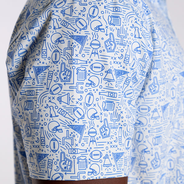 Collegiate Game Day Dirty Myrtle Polo in Blue and White