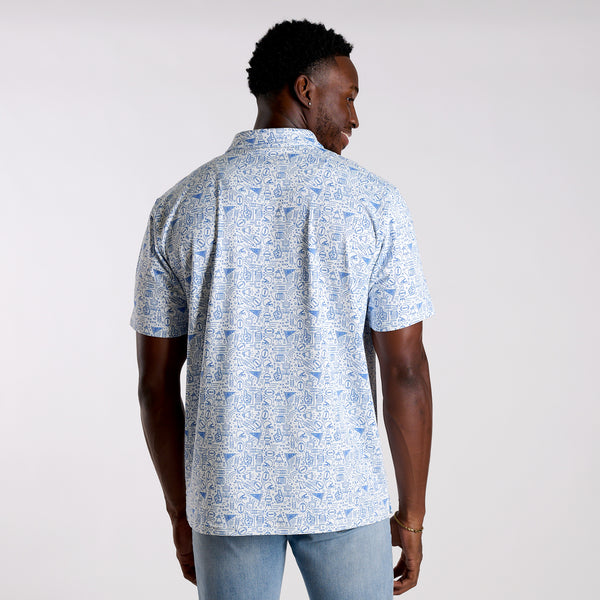 Collegiate Game Day Dirty Myrtle Polo in Blue and White