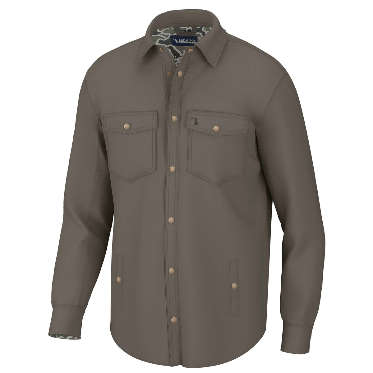 Sportsman Shacket in color mud.