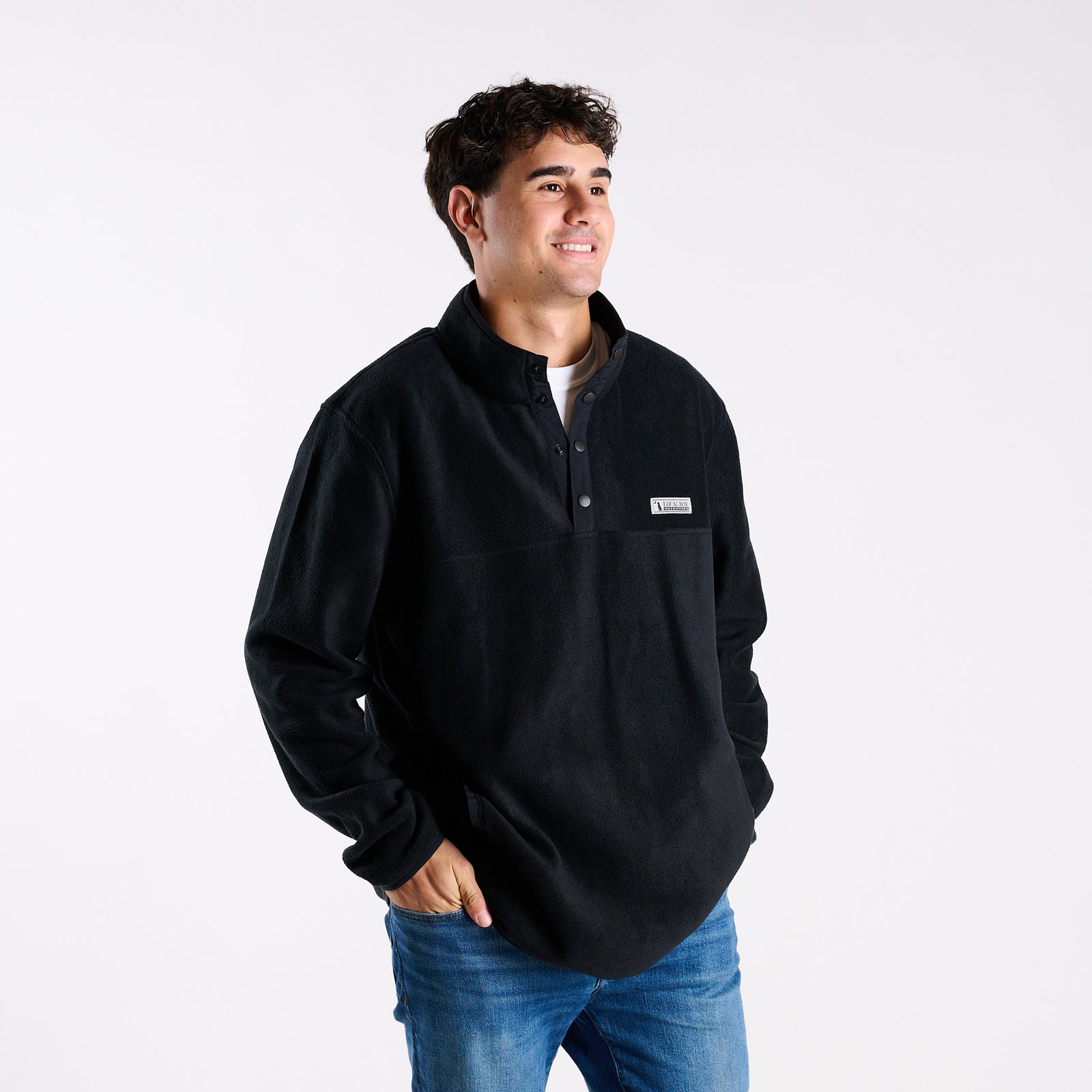Men's Quarter Snap Pullover in Black