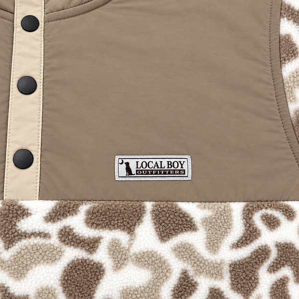 Two Tone Quarter Snap Pullover in Palmettoflage and Tan