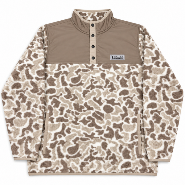 Two Tone Quarter Snap Pullover in Palmettoflage and Tan