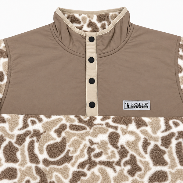 Two Tone Quarter Snap Pullover in Palmettoflage and Tan