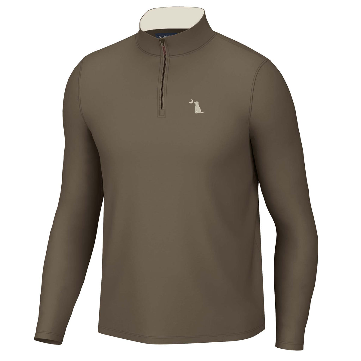 Brown quarter zip pullover front view
