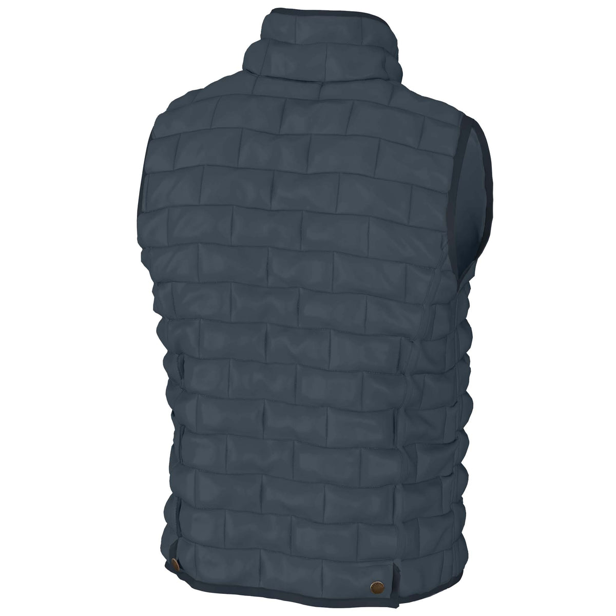 Dark blue quilted vest on a white background