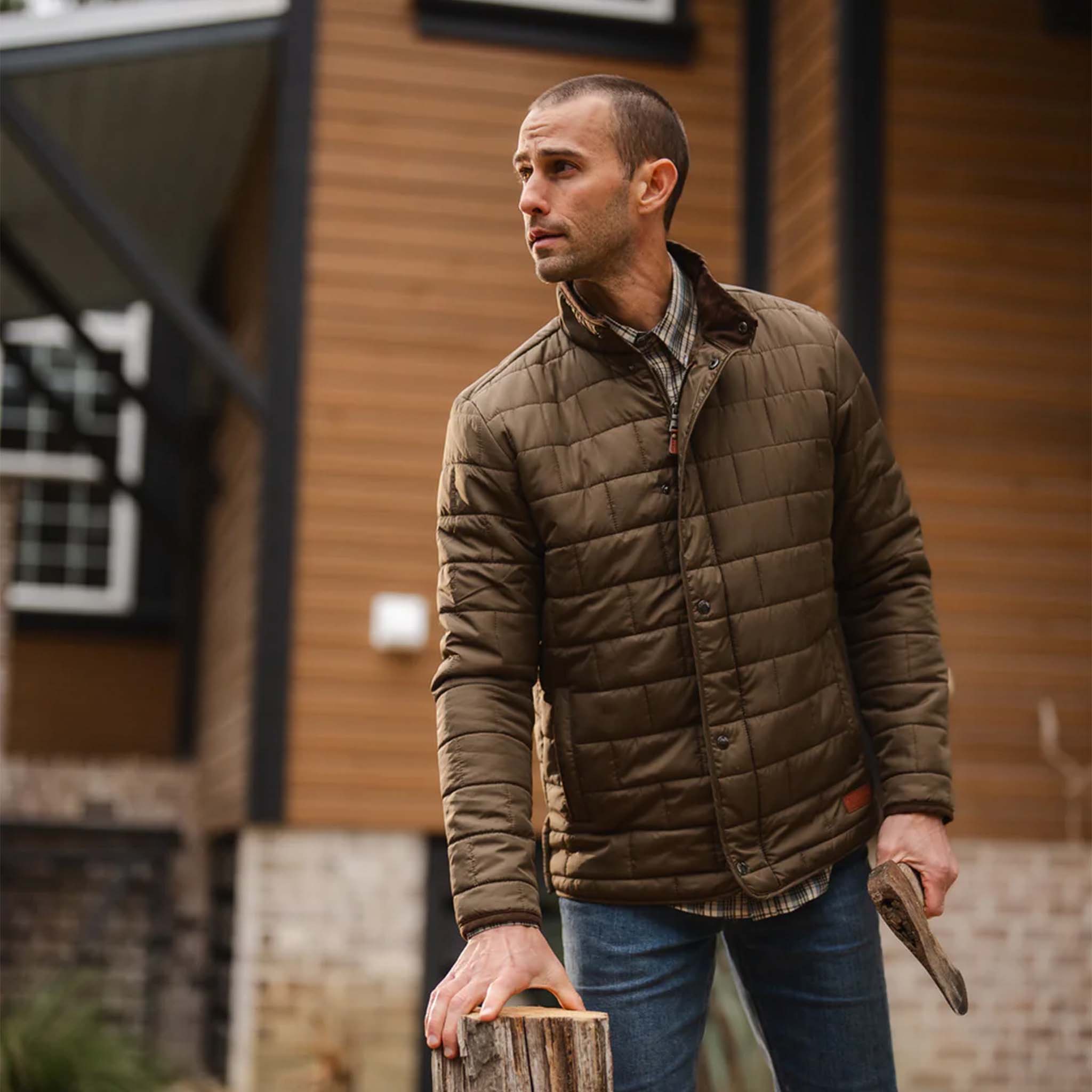 Brick Quilted Jacket Mocha