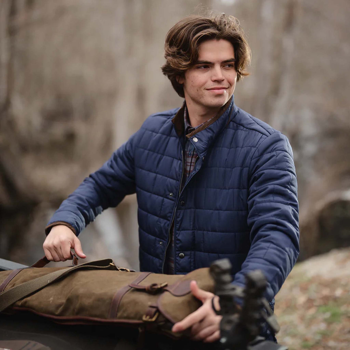 Local Boy Outfitters Brick Quilted Jacket in Navy