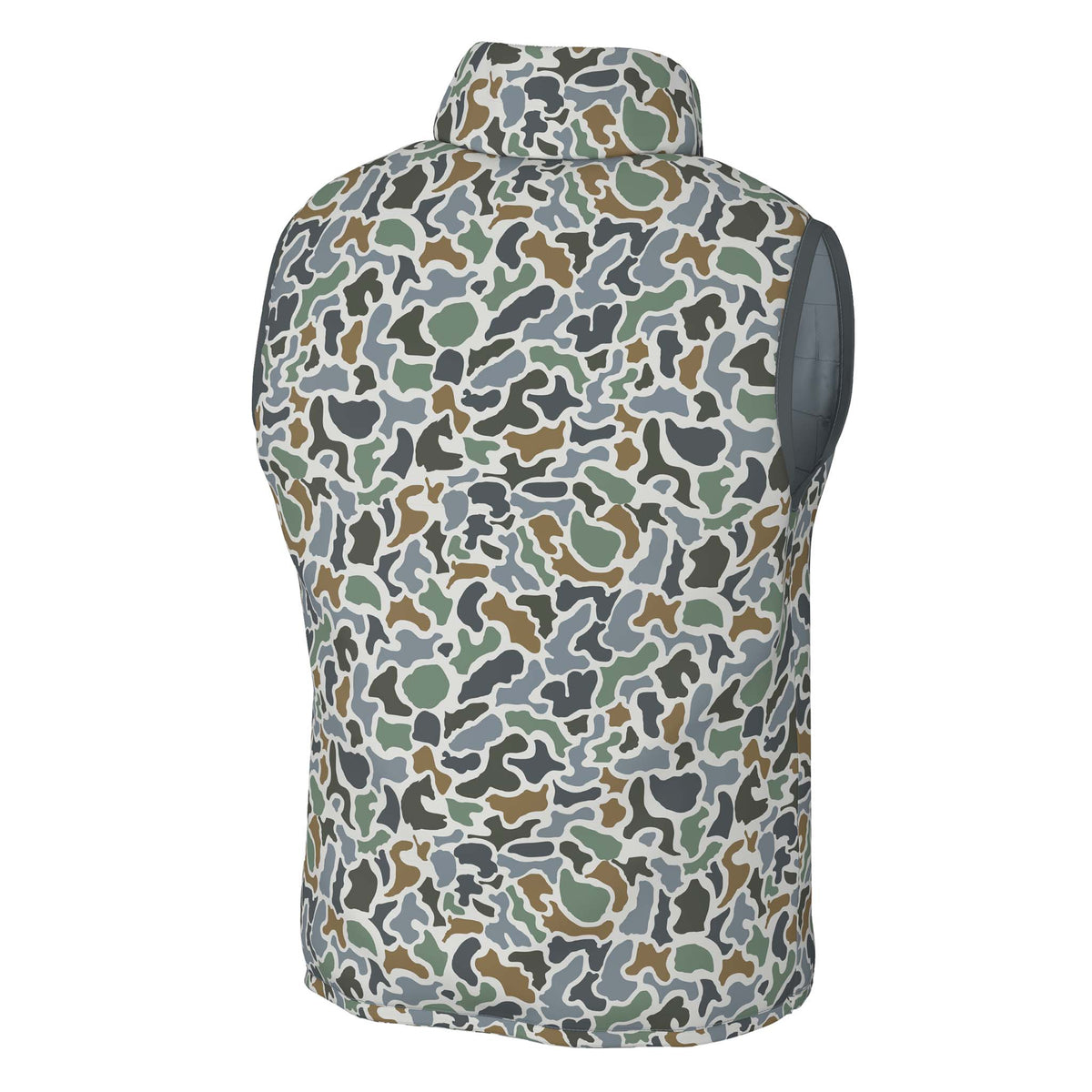Slate and Gray quilted vest with reversible camo interior.