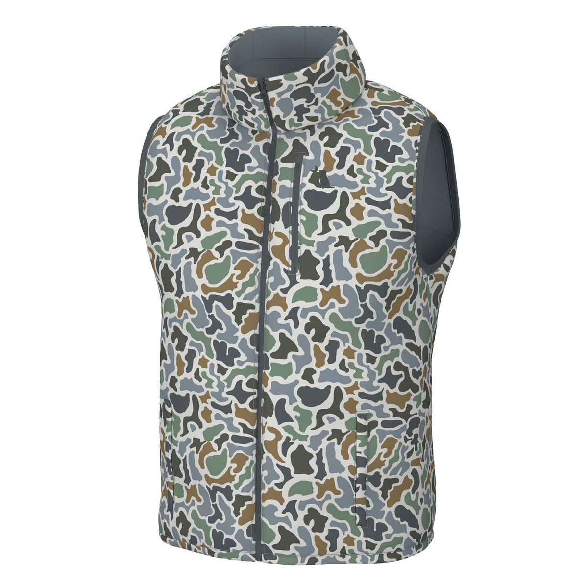 Camouflage-patterned vest on a white background