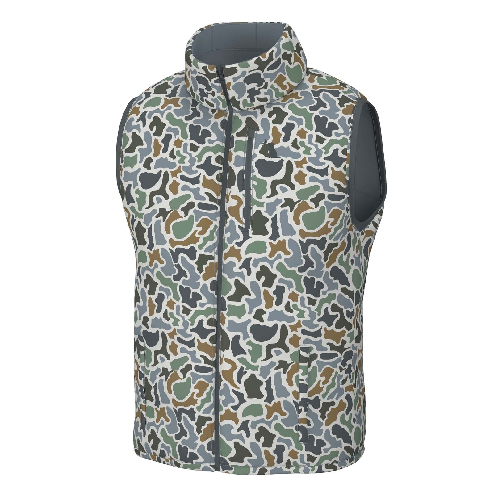 Camouflage-patterned vest on a white background
