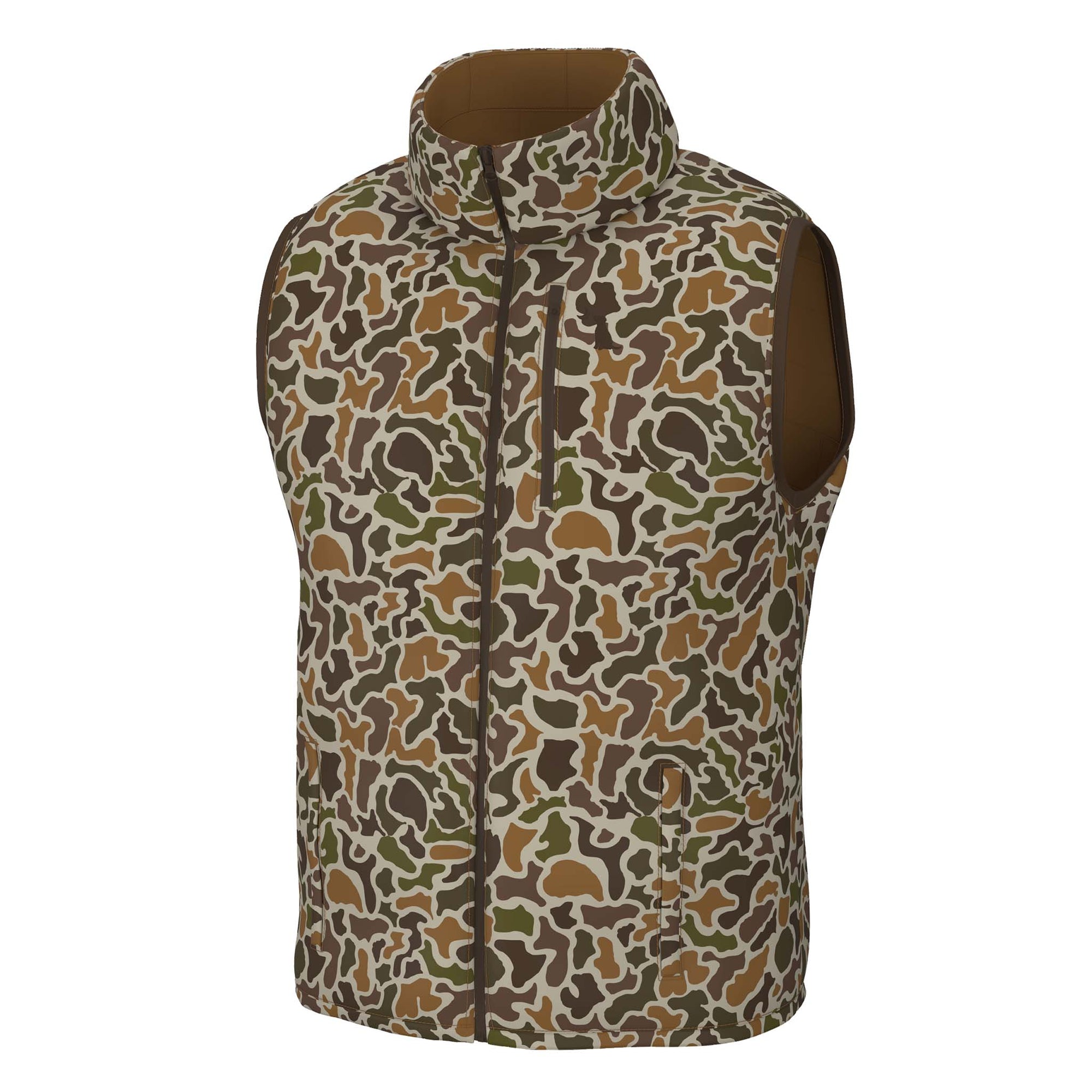 Camouflage-patterned vest on a white background