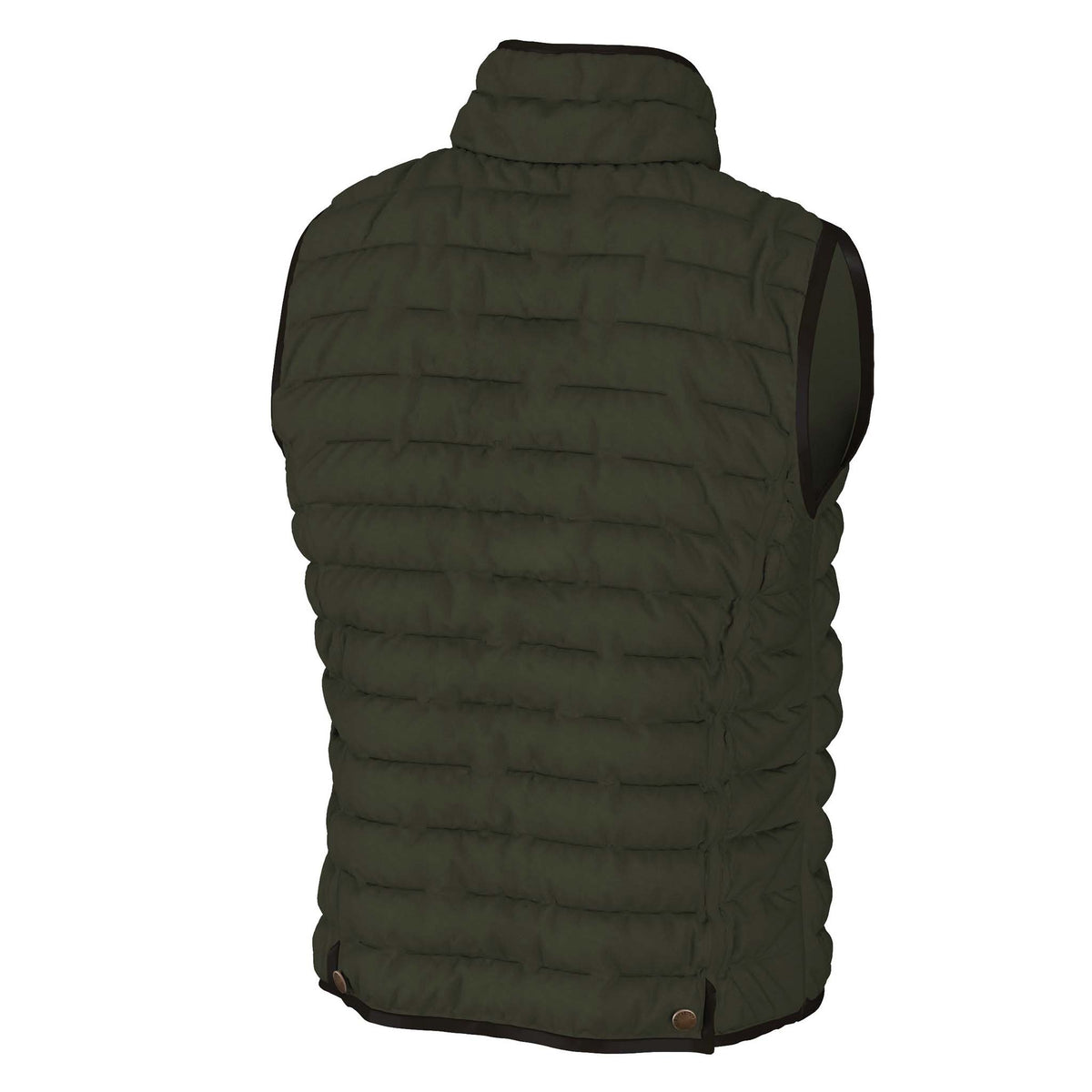 Green puffer vest on a white background