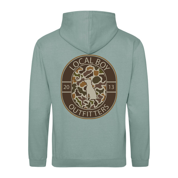 Camo Fill Vintage Crest Hoodie in Dusty Green