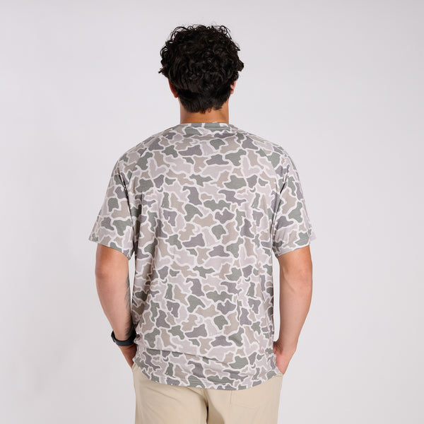 Heather Blend Crewneck Short Sleeve T-Shirt in Dog and Moon Camo