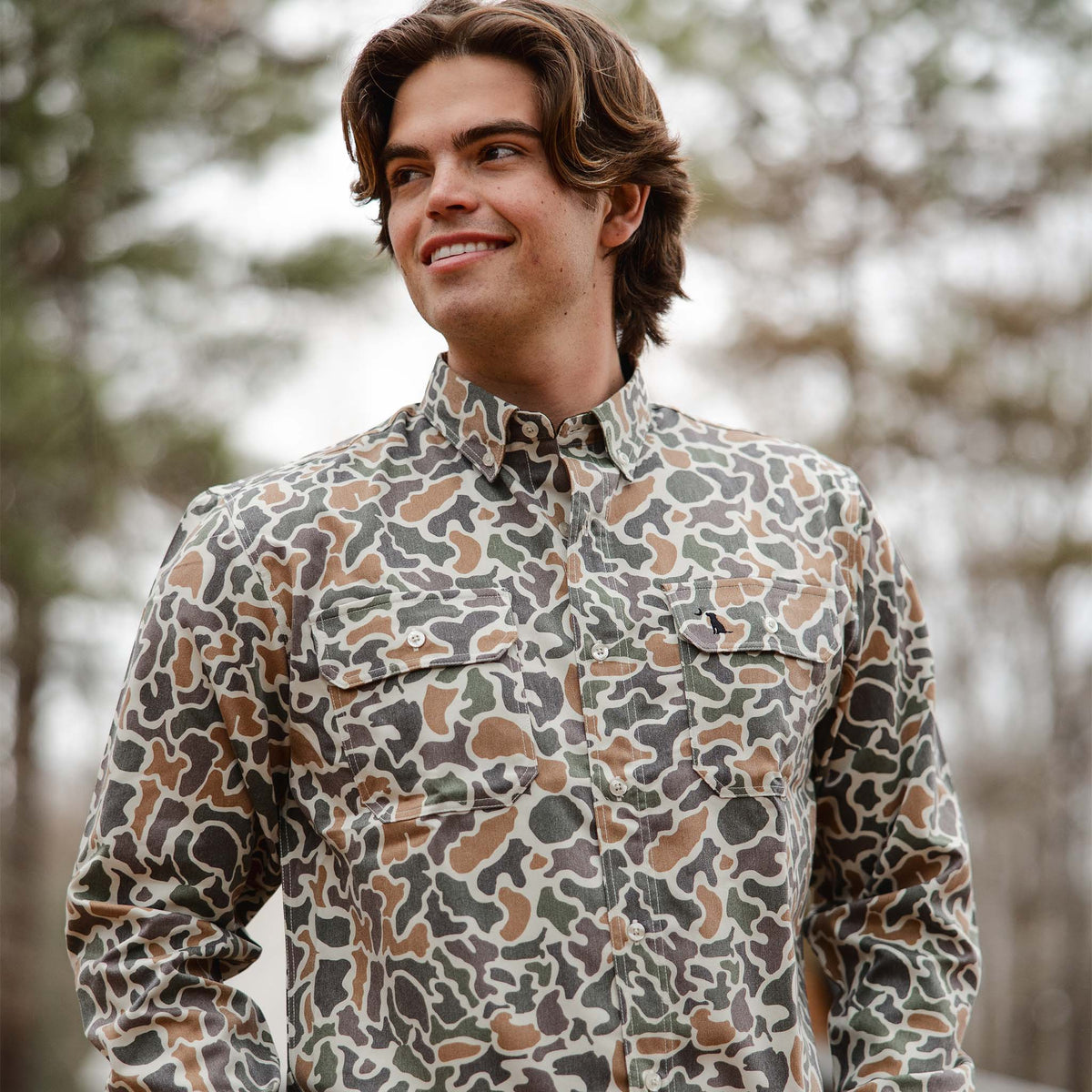 Localflage Vintage Camo Button Down Shirt