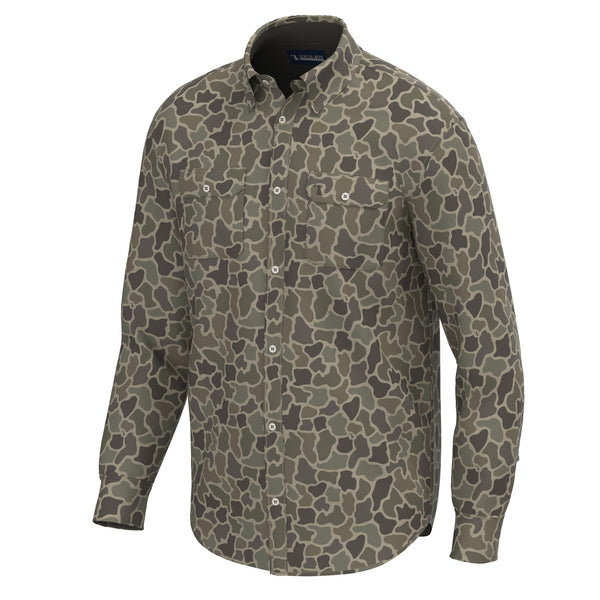 Men's Long Sleeve Button Down Shirt in Brush Camo