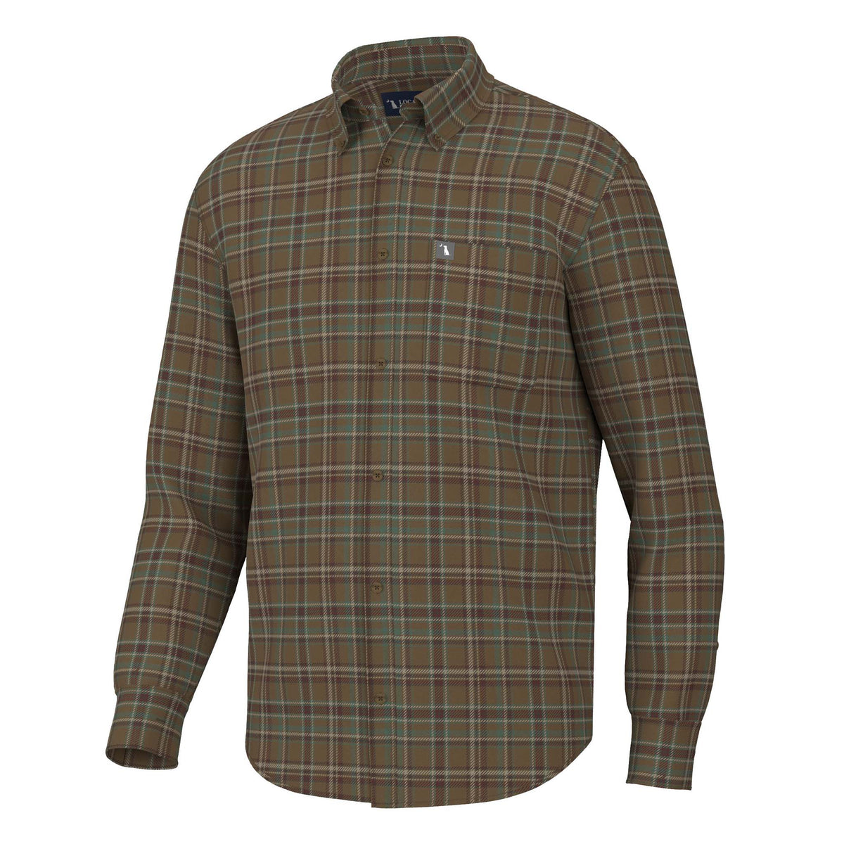 Brown plaid shirt on a white background