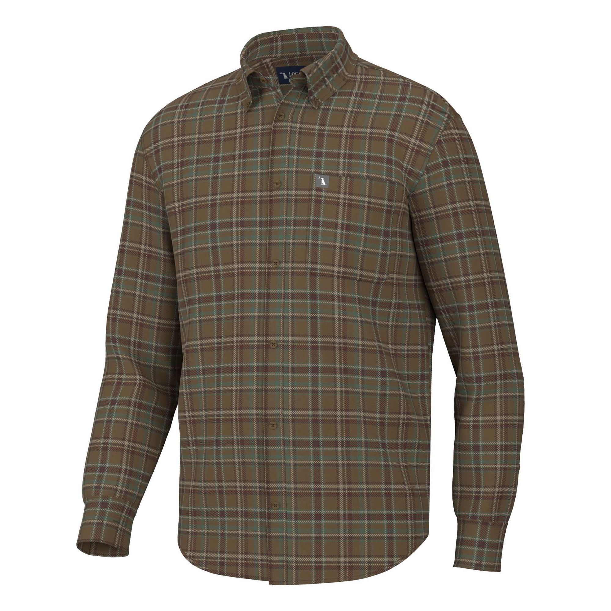 Brown plaid shirt on a white background