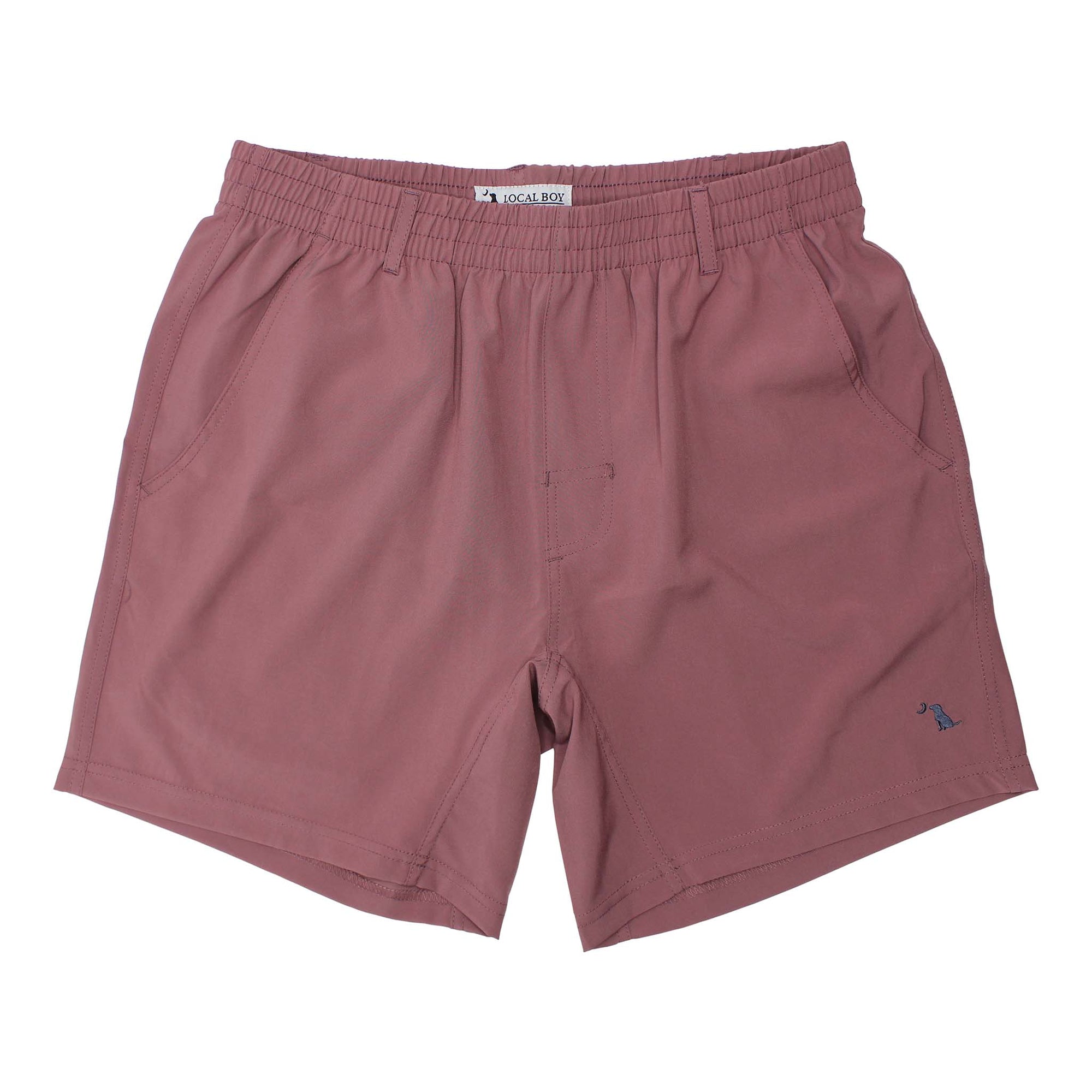 Front View of Local Boy Volley shorts in Mauve.