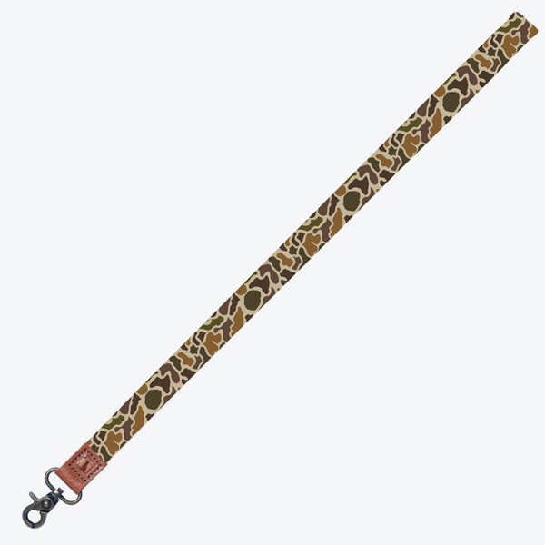 Local Boy Outfitters Localflage Vintage Camo Lanyard shown on a white background.