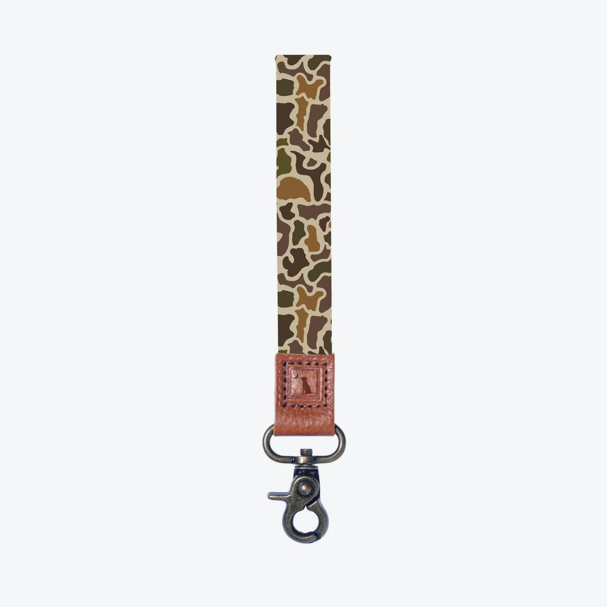 Local Boy Outfitters Localflage Vintage Camo Wrist Lanyard shown on a white background.